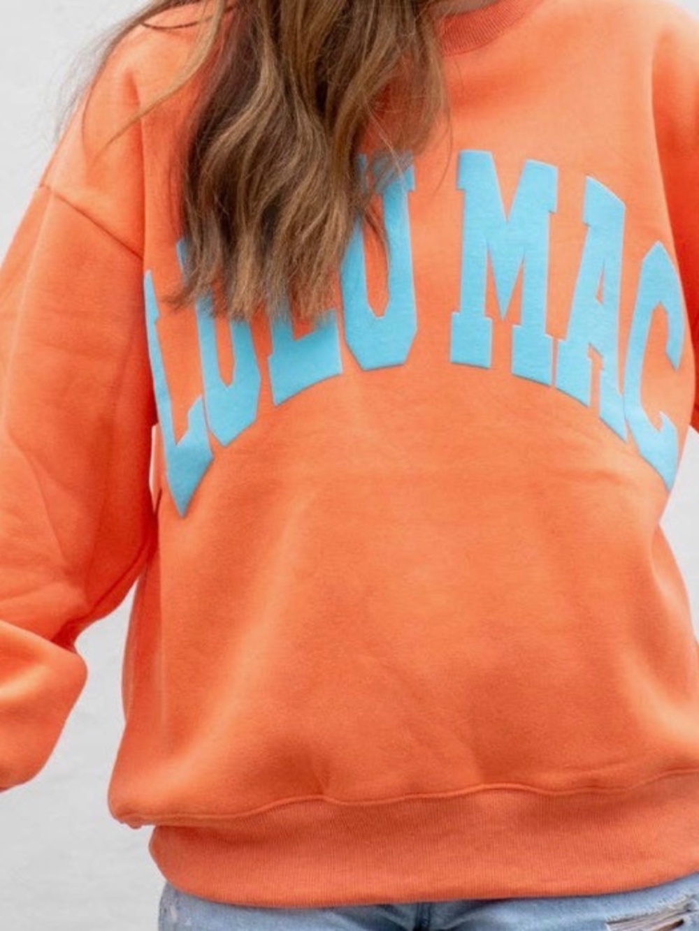 New orange Lulu Mac sweatshirt